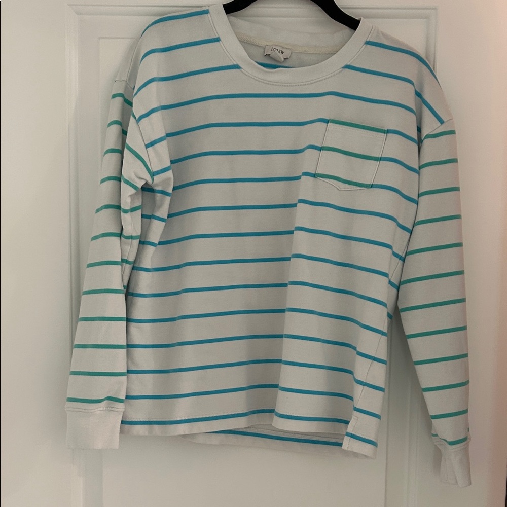 Vintage J.Crew Green & Blue Striped Sweater